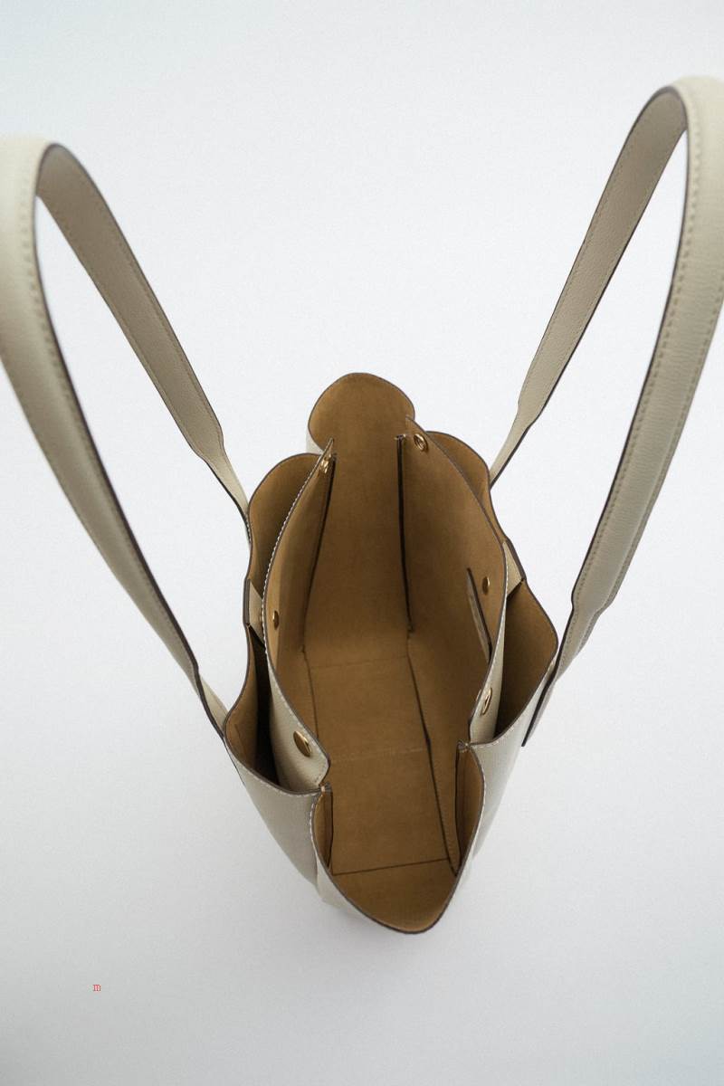 ZARA Tote Bag Toteväska Dam Vita | ADYXF-8469