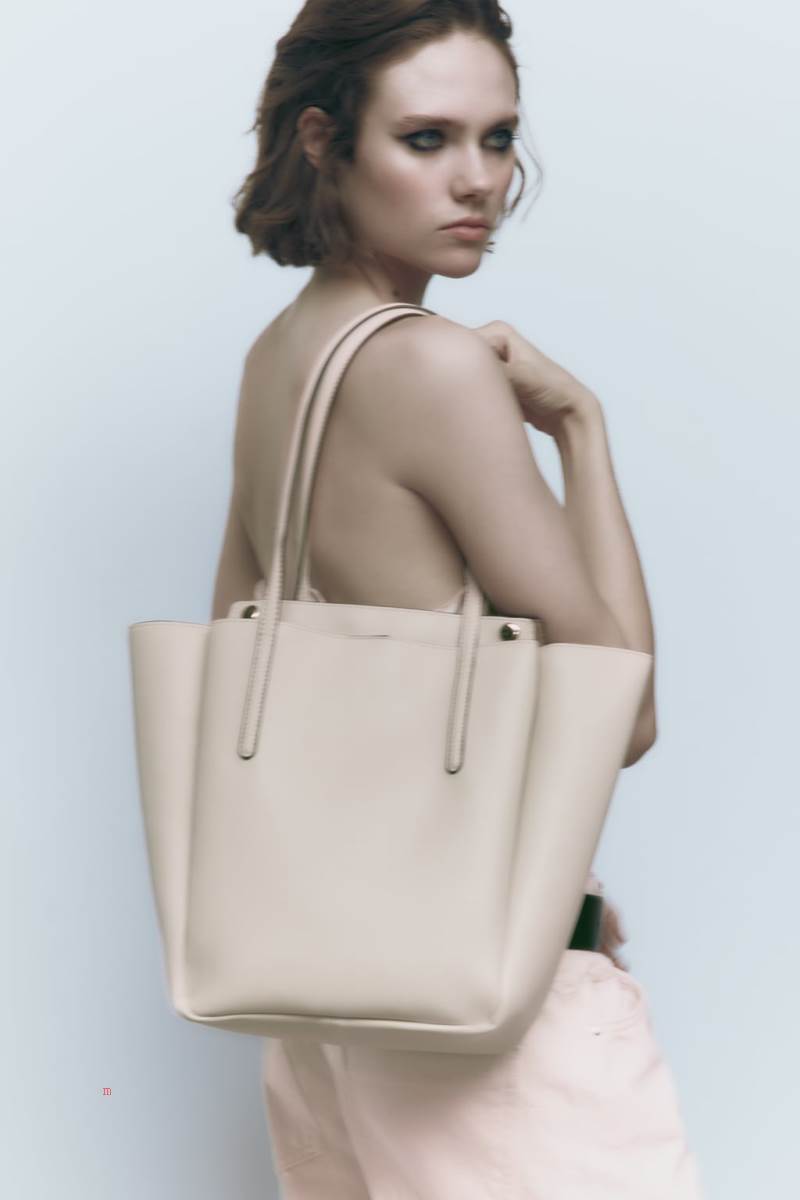 ZARA Tote Bag Toteväska Dam Vita | ADYXF-8469