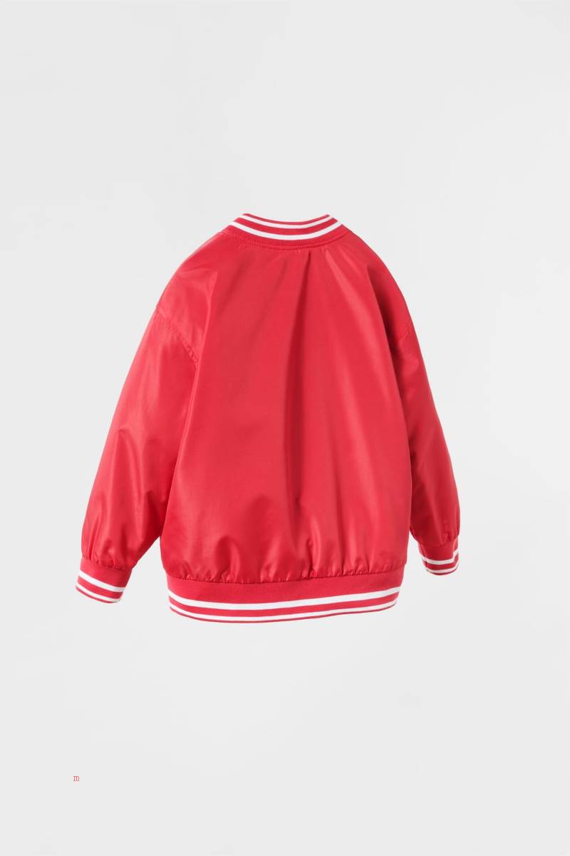 ZARA VARSITY NYLON Jacka Pojke Röda | GUESV-6754