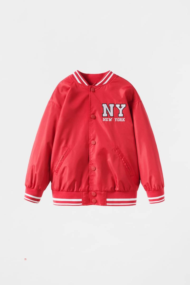 ZARA VARSITY NYLON Jacka Pojke Röda | GUESV-6754