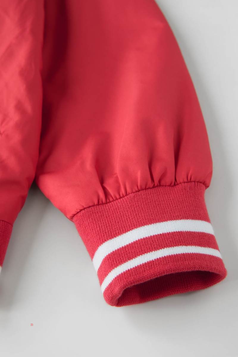 ZARA VARSITY NYLON Jacka Tjej Röda | QUHWT-3057