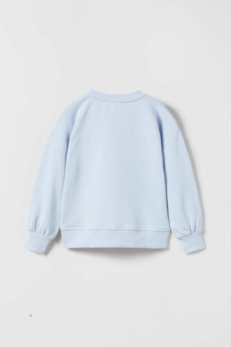 ZARA VARSITY SLOGAN Sweatshirt Tjej Ljusblå | UNCMZ-7896