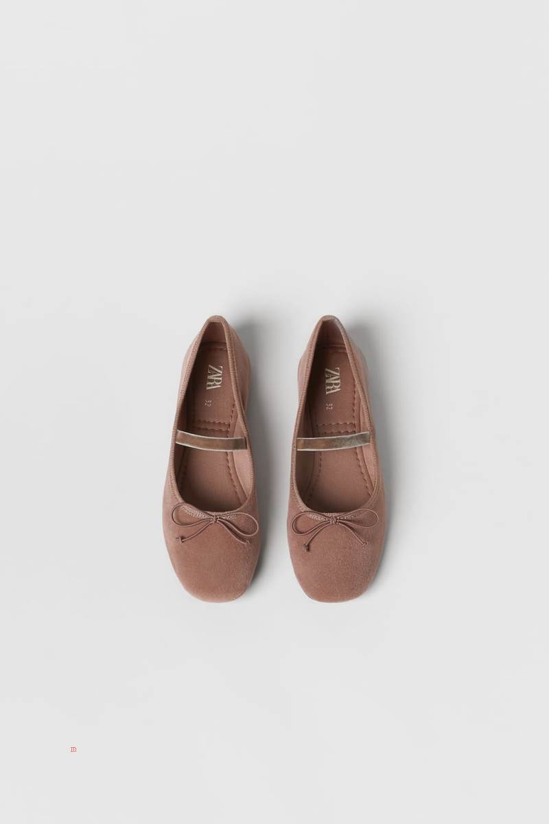 ZARA VELVET BALLET FLAT Ballerina Tjej Rosa | BDZGK-6457