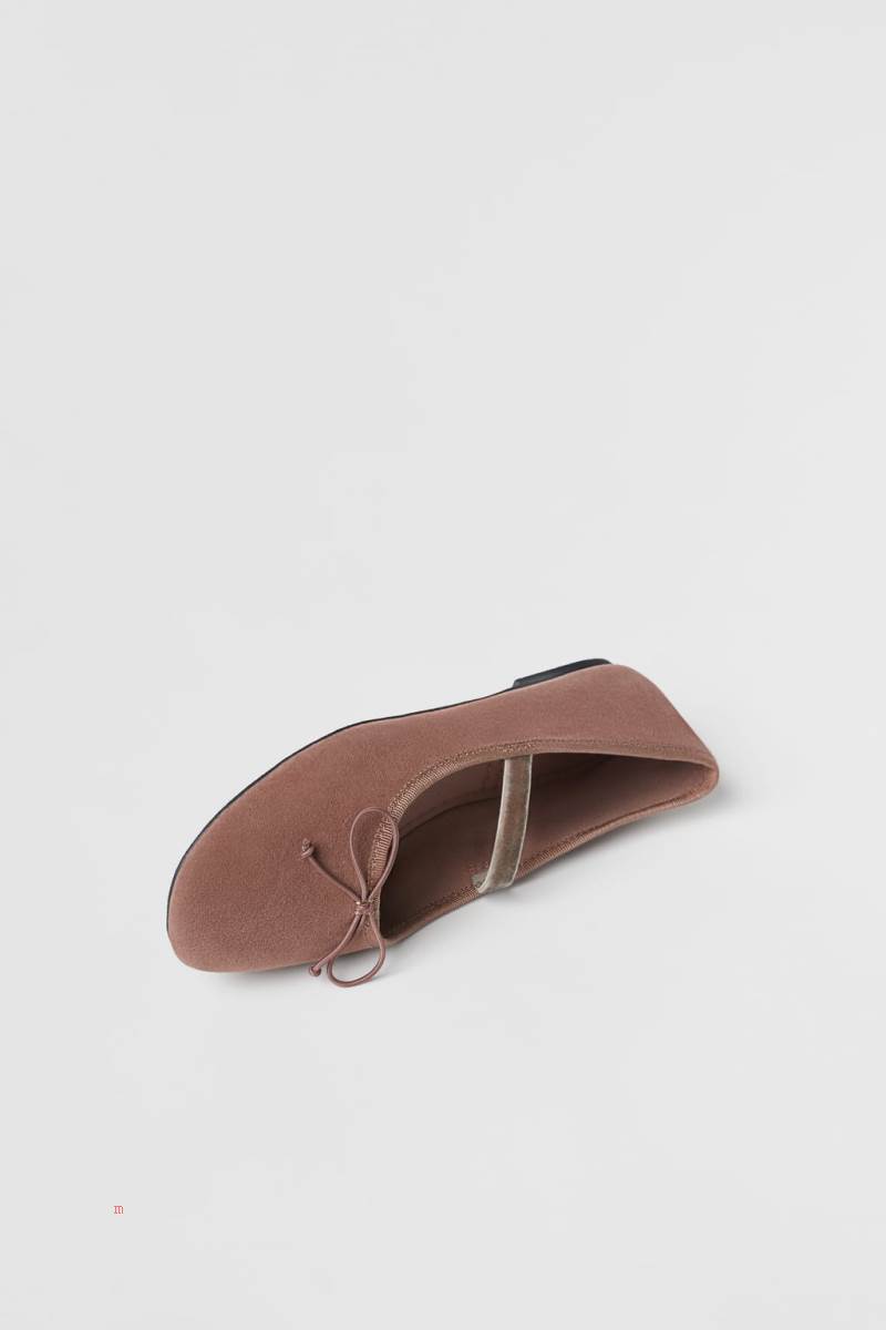 ZARA VELVET BALLET FLAT Ballerina Tjej Rosa | BDZGK-6457