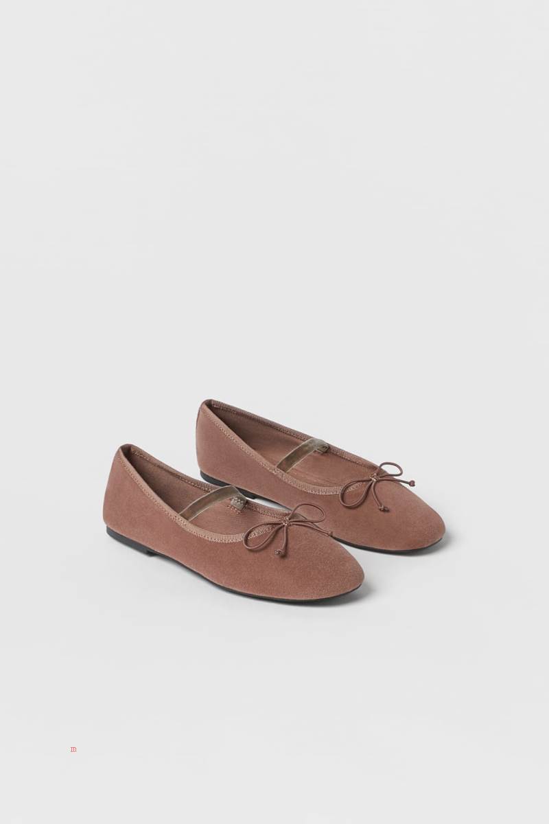 ZARA VELVET BALLET FLAT Ballerina Tjej Rosa | BDZGK-6457