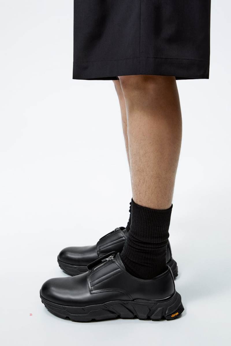 ZARA VIBRAM® LEATHER ZIP Finskor Herr Svarta | CTXVM-2467