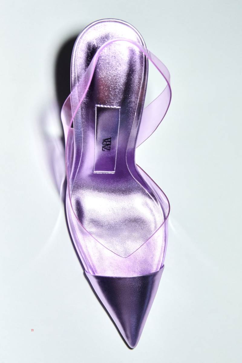 ZARA VINYL HIGH-HEEL SLINGBACK Högklackade Skor Dam Lila | DBRIH-2365