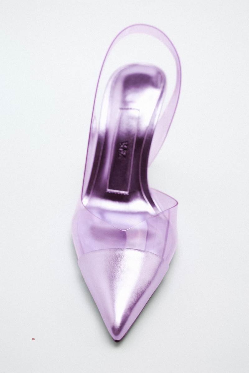 ZARA VINYL HIGH-HEEL SLINGBACK Högklackade Skor Dam Lila | DBRIH-2365