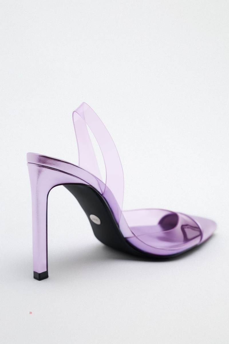 ZARA VINYL HIGH-HEEL SLINGBACK Högklackade Skor Dam Lila | DBRIH-2365