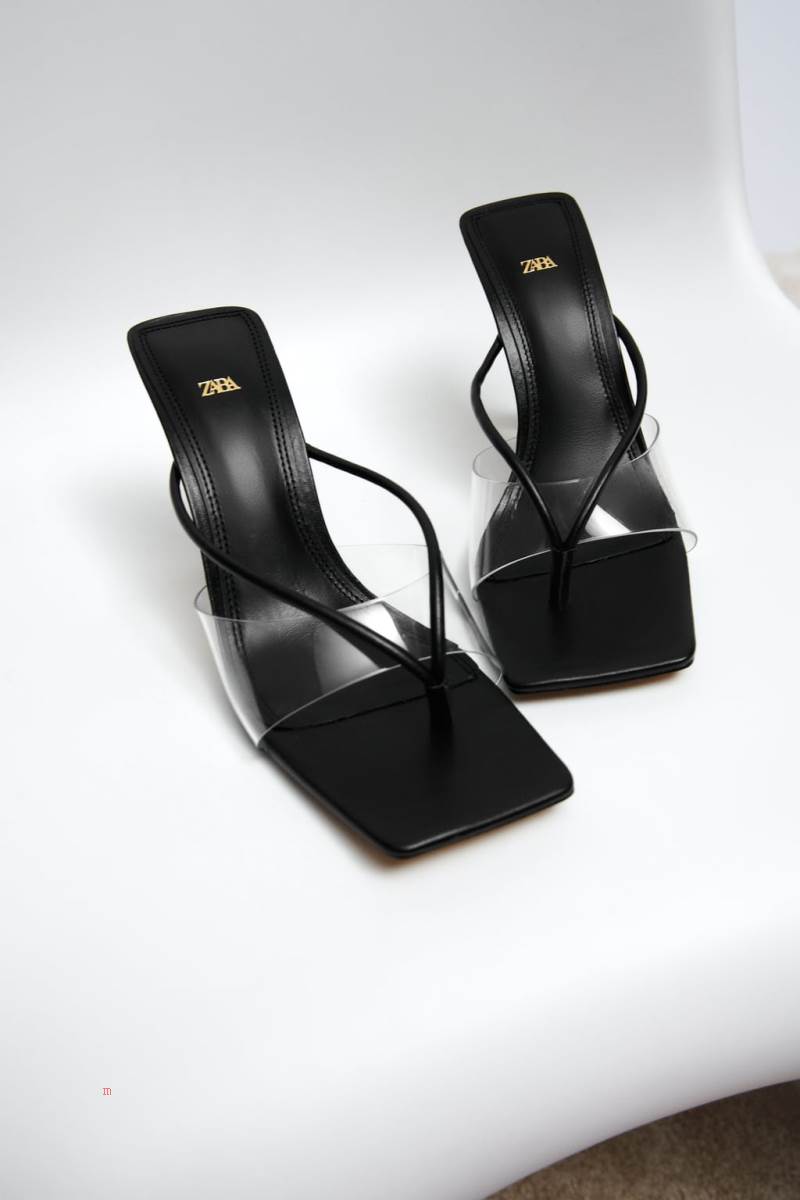 ZARA VINYL HIGH-HEEL Sandaler Dam Svarta | XYVDA-3702