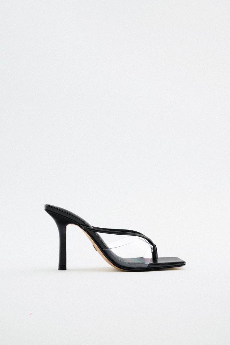 ZARA VINYL HIGH-HEEL Sandaler Dam Svarta | XYVDA-3702