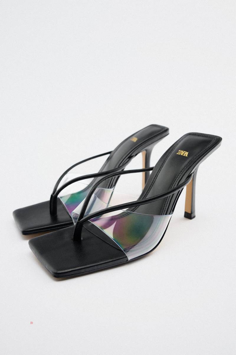 ZARA VINYL HIGH-HEEL Sandaler Dam Svarta | XYVDA-3702