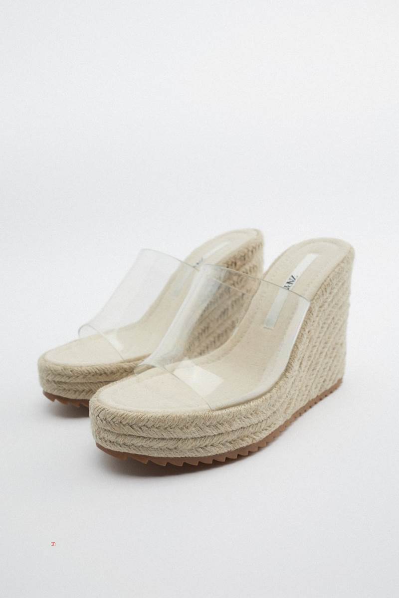 ZARA VINYL WEDGES Sandaler Klack Dam Vita | FGZUB-5672