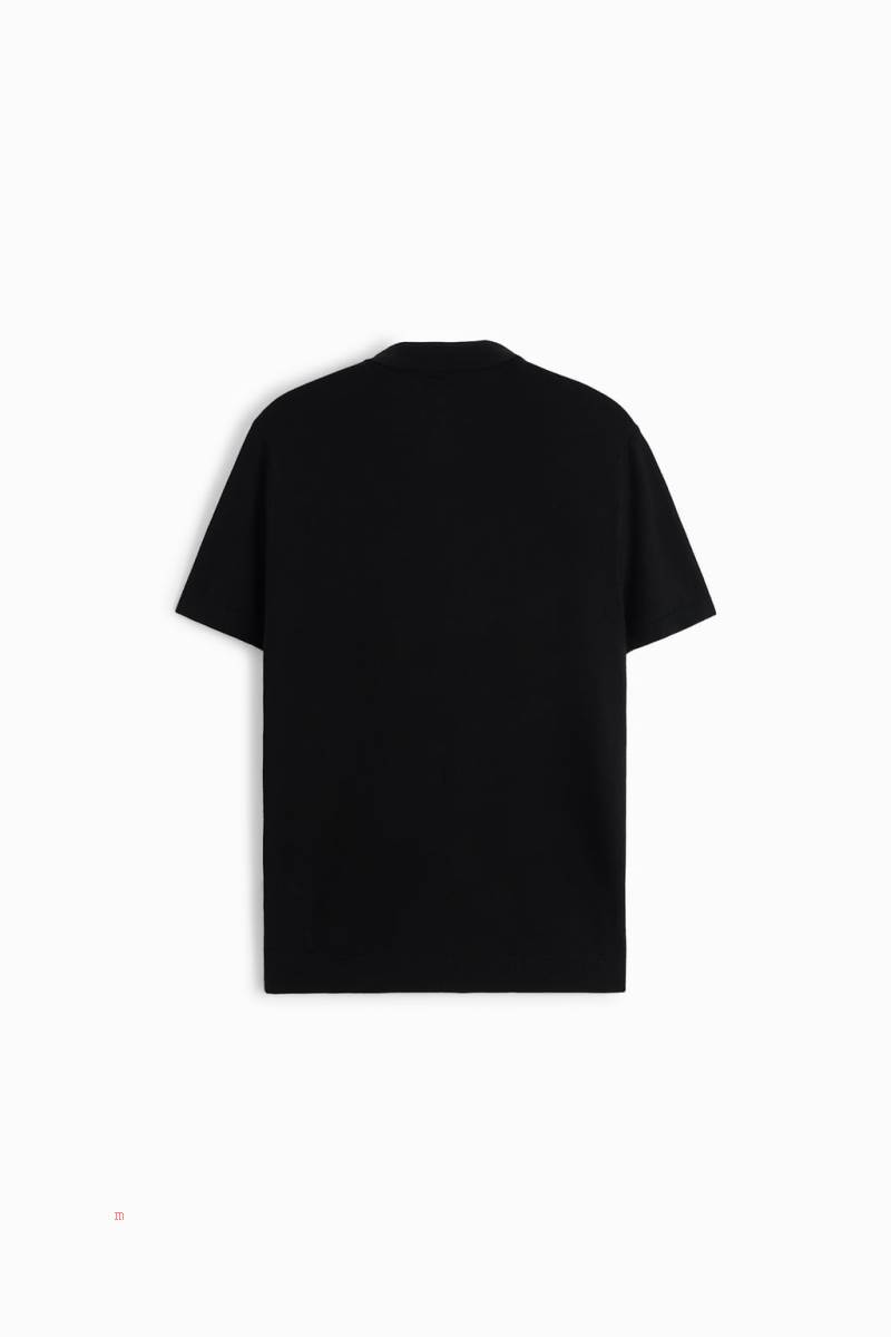 ZARA VISCOSE KNIT Piketröja Herr Svarta | FUQYB-4295