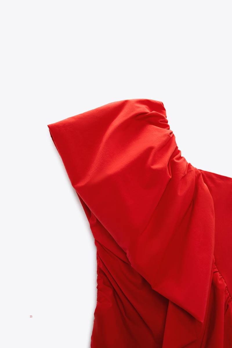 ZARA VOLUMINOUS ASYMMETRIC SHORT Klänning Dam Röda | OQYZD-6532