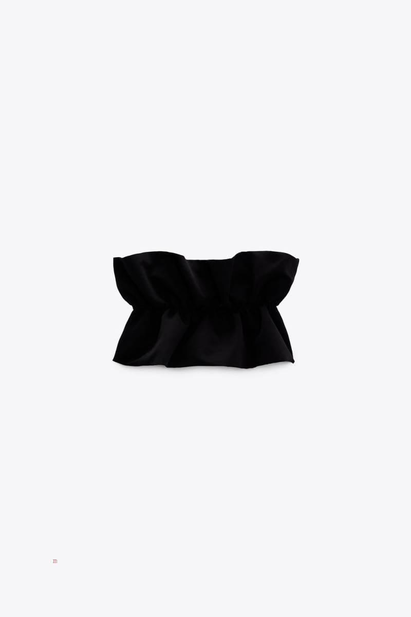 ZARA VOLUMINOUS BANDEAU TOP Crop Top Dam Svarta | ALFSP-8594