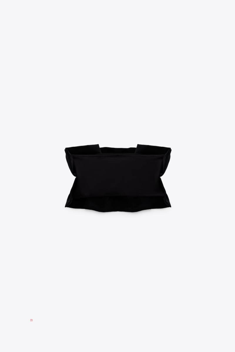 ZARA VOLUMINOUS BANDEAU TOP Crop Top Dam Svarta | ALFSP-8594