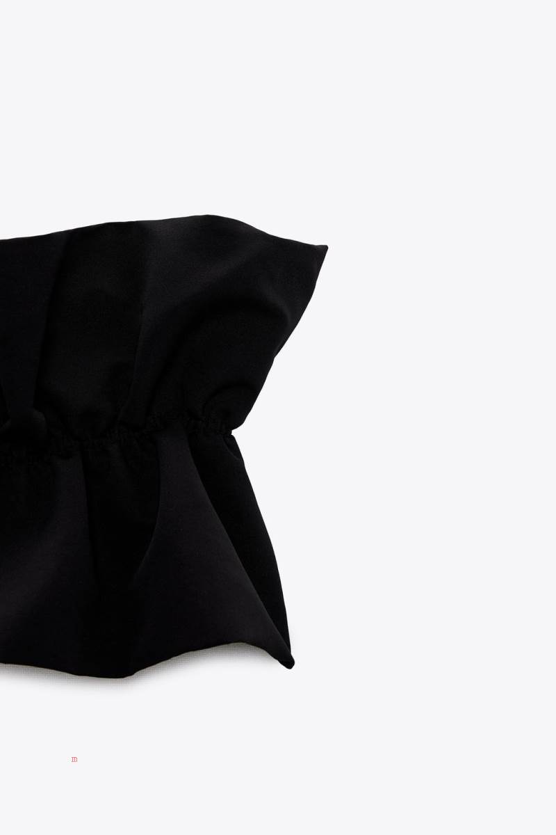 ZARA VOLUMINOUS BANDEAU TOP Crop Top Dam Svarta | ALFSP-8594