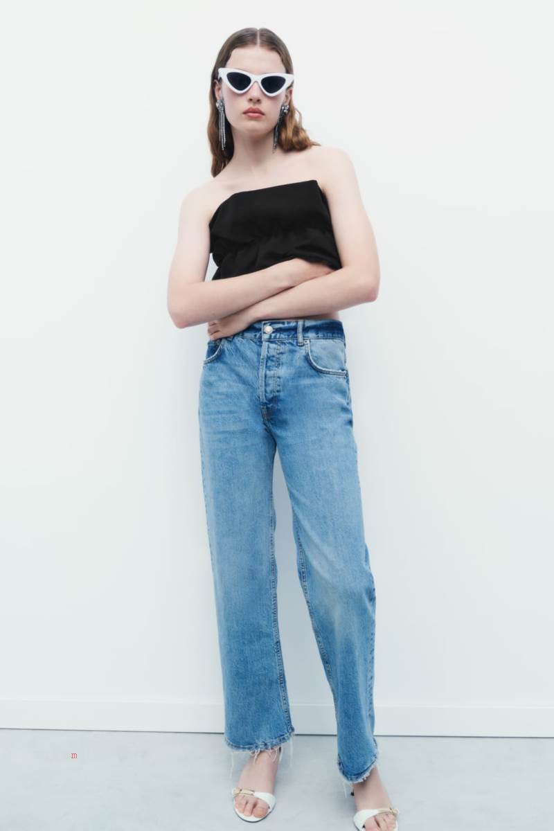 ZARA VOLUMINOUS BANDEAU TOP Crop Top Dam Svarta | ALFSP-8594