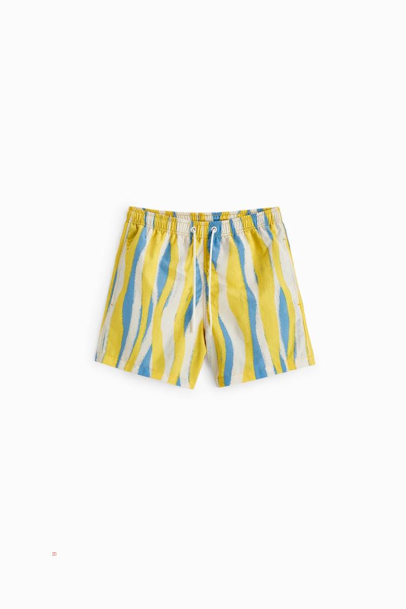ZARA WAVE PRINT SWIMMING TRUNKS Badkläder Herr Gula | MIDWF-2540