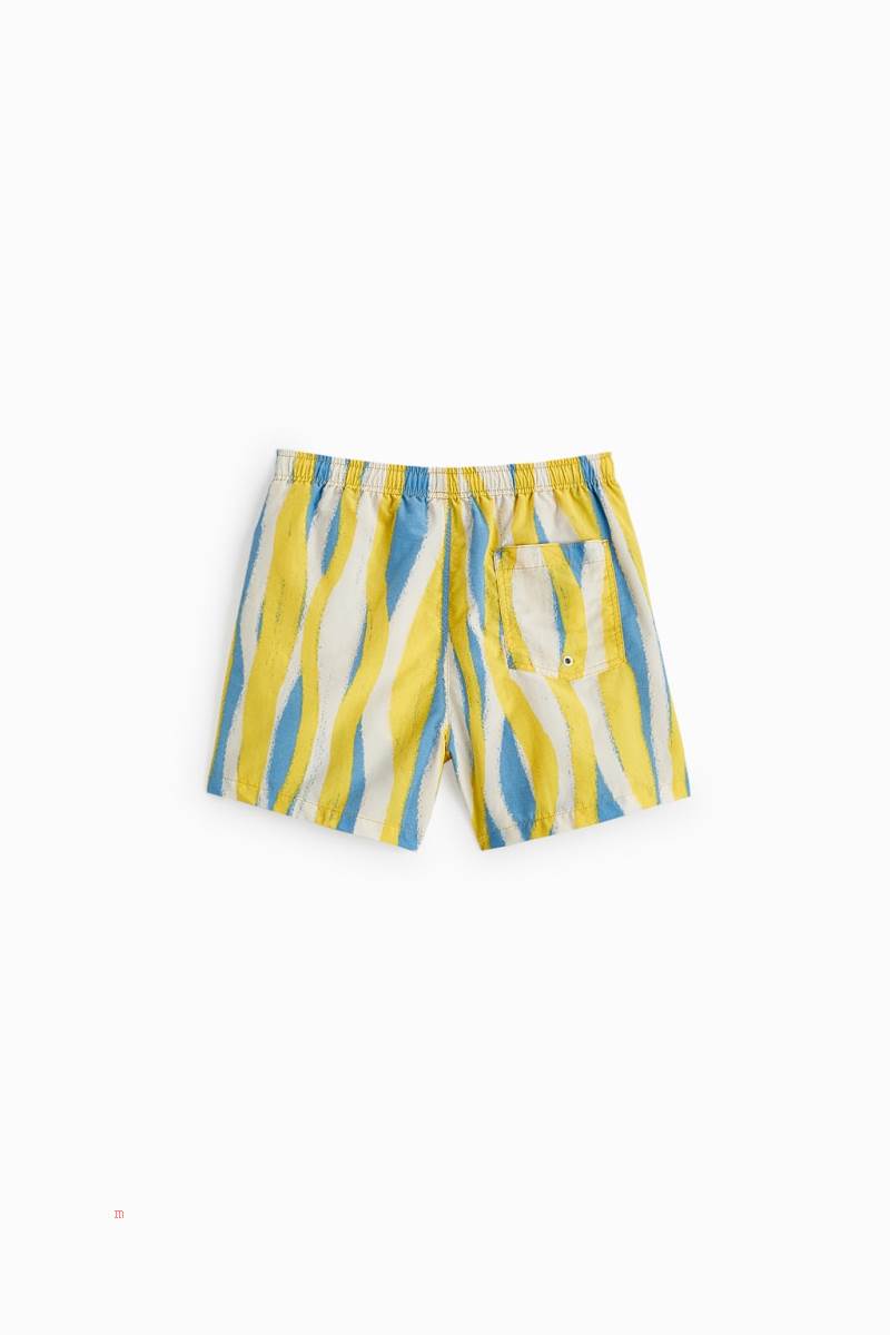 ZARA WAVE PRINT SWIMMING TRUNKS Badkläder Herr Gula | MIDWF-2540