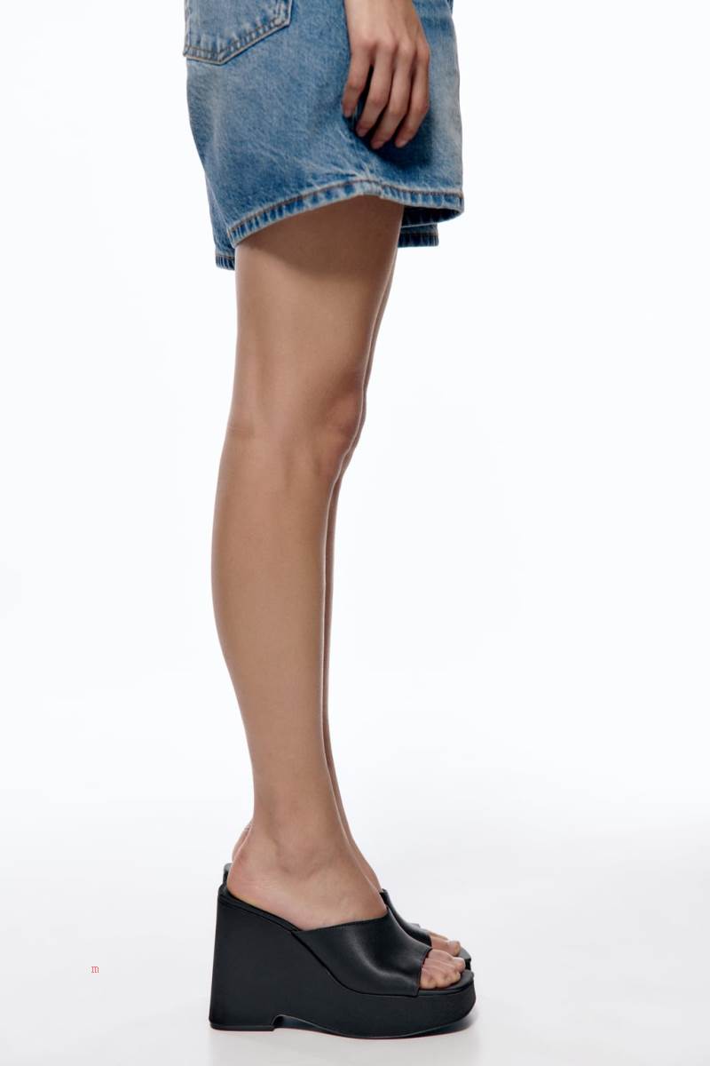 ZARA WEDGE Sandaler Dam Svarta | MWNOS-5890