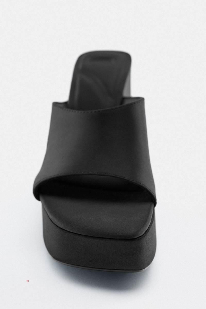 ZARA WEDGE Sandaler Dam Svarta | MWNOS-5890