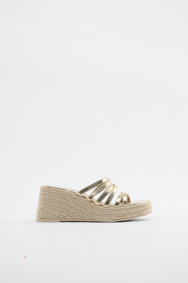 ZARA WEDGE WITH STRAPS Sandaler Dam Guld | YWCNI-7459