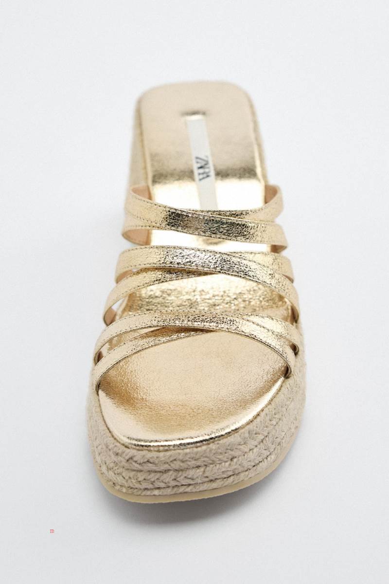 ZARA WEDGE WITH STRAPS Sandaler Dam Guld | YWCNI-7459
