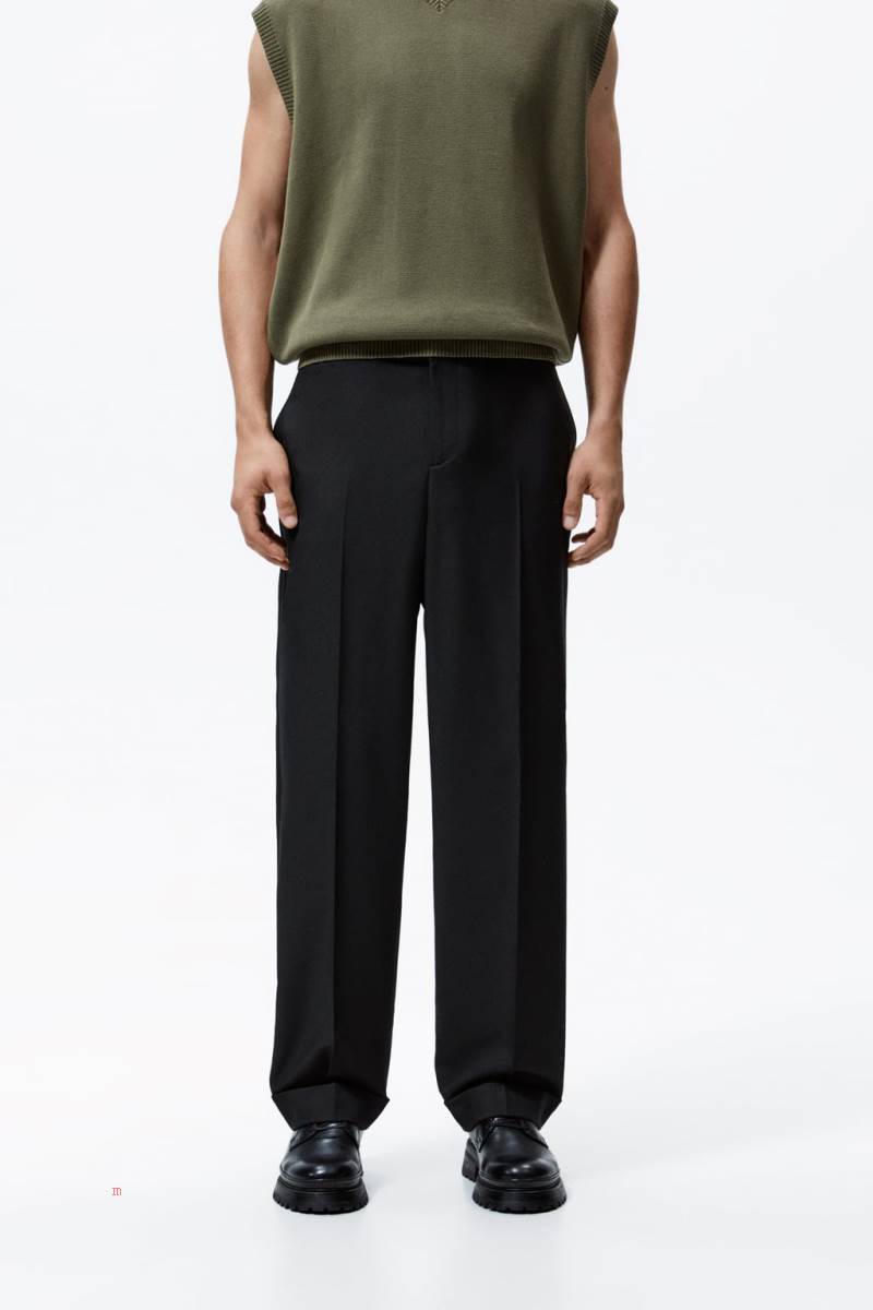 ZARA WIDE FIT Byxor Herr Svarta | ZHFUB-2817