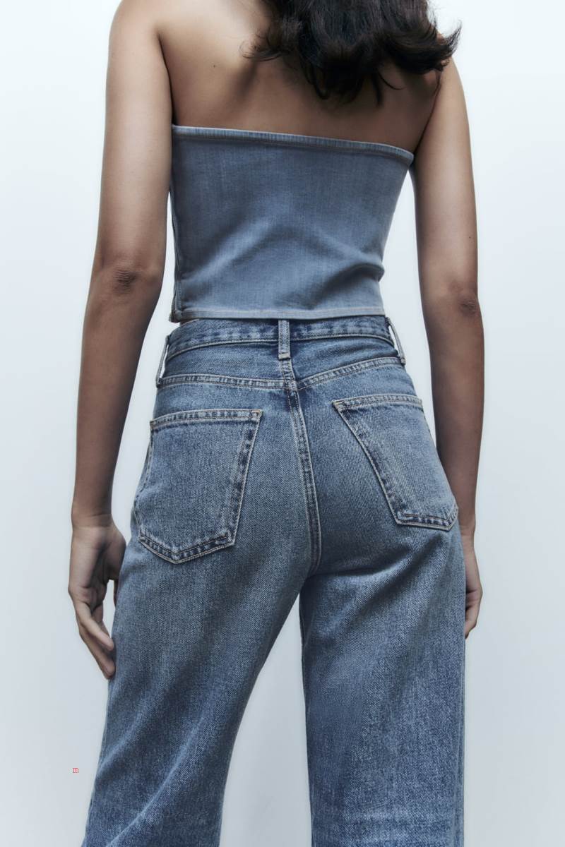 ZARA WIDE-LEG TRF High Midja Jeans Dam Blå | SHFID-9718