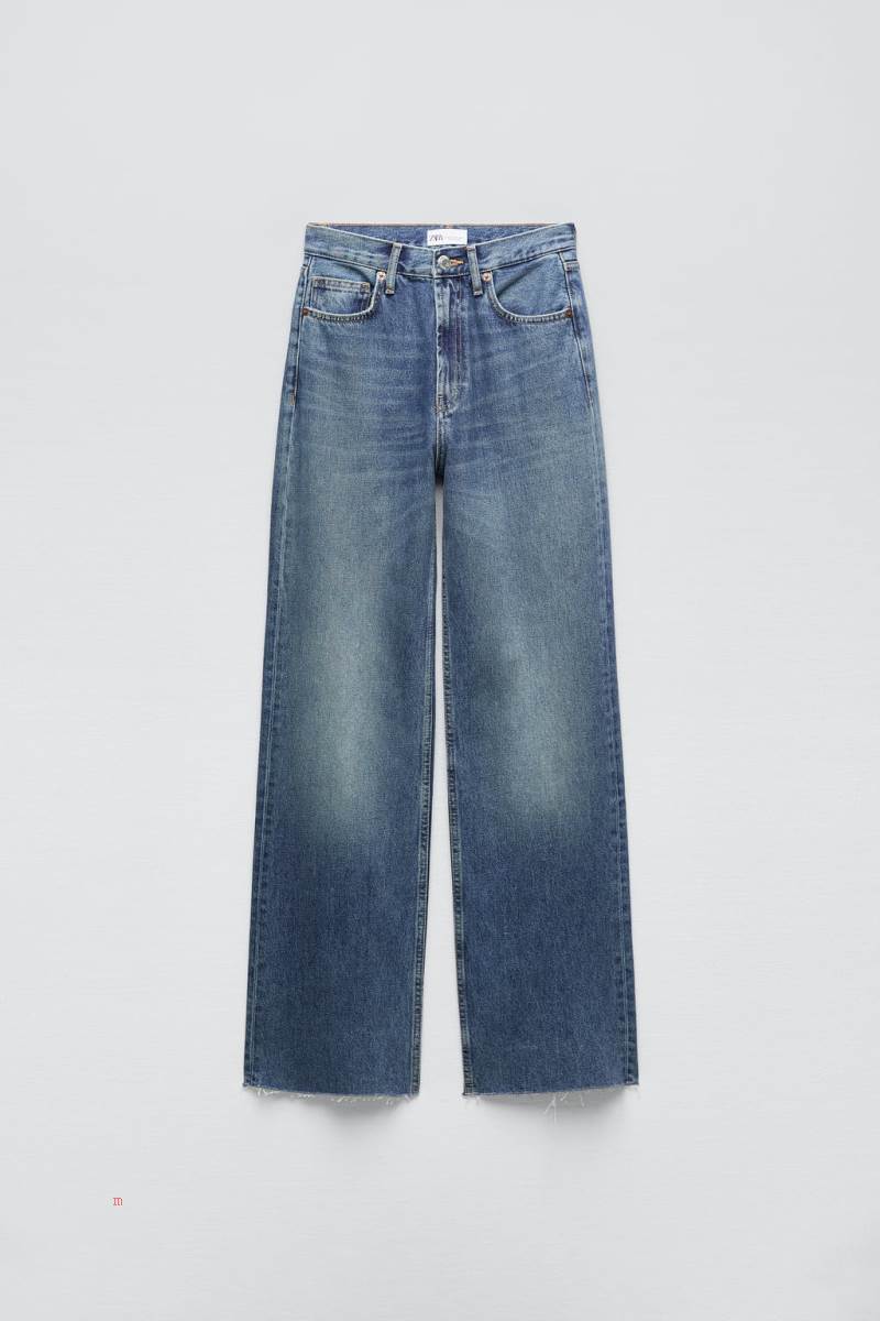 ZARA WIDE-LEG TRF High Midja Jeans Dam Blå | SHFID-9718