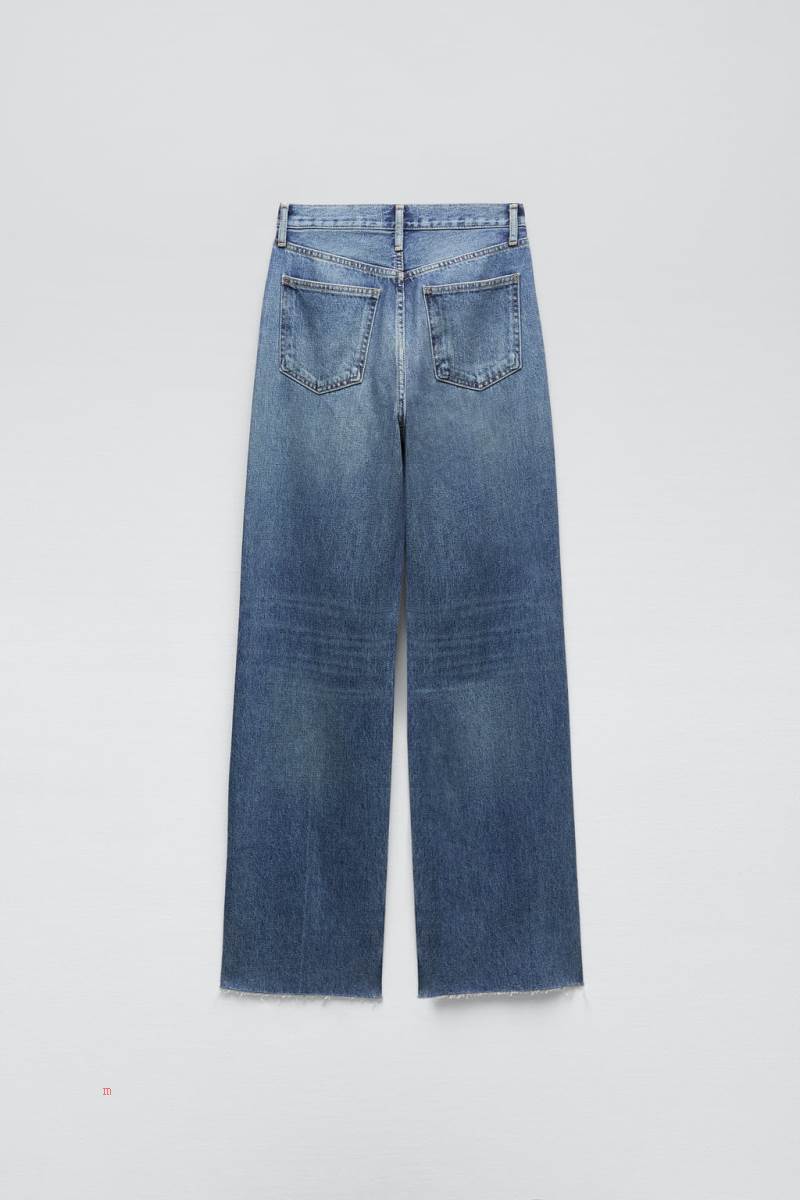 ZARA WIDE-LEG TRF High Midja Jeans Dam Blå | SHFID-9718