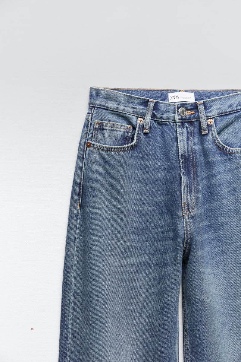 ZARA WIDE-LEG TRF High Midja Jeans Dam Blå | SHFID-9718