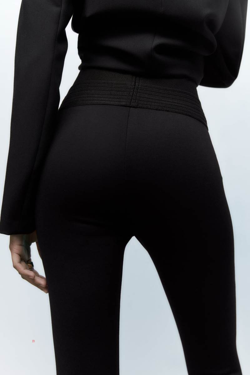ZARA WIDE WAISTBAND Leggings Dam Svarta | COXMG-7104