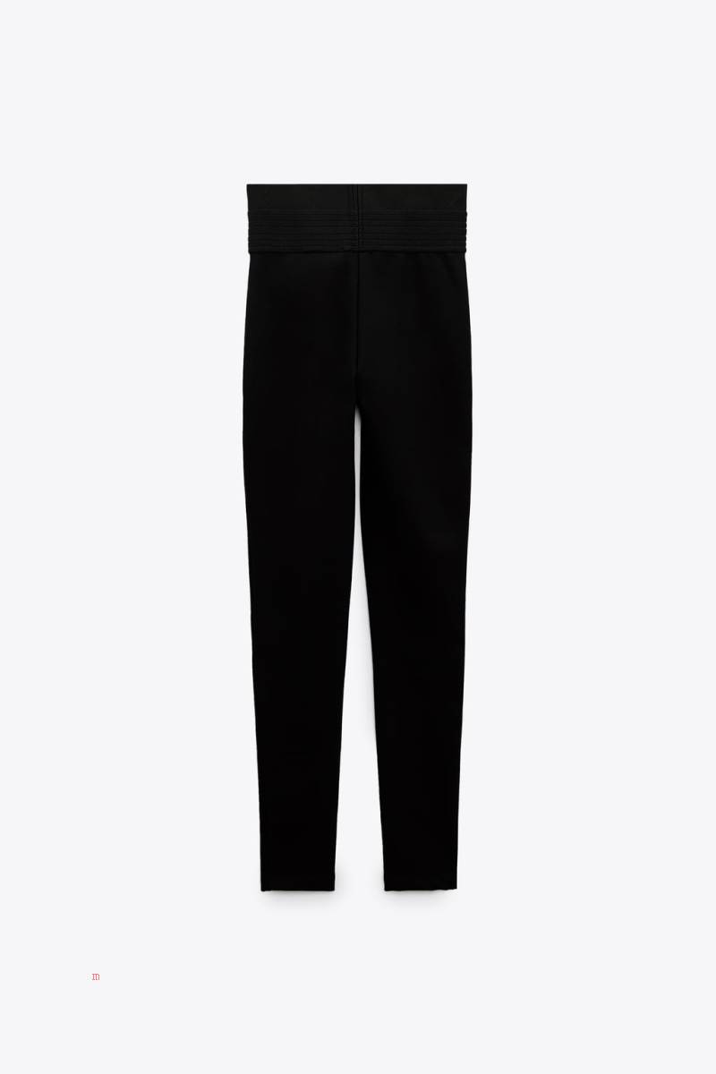 ZARA WIDE WAISTBAND Leggings Dam Svarta | COXMG-7104