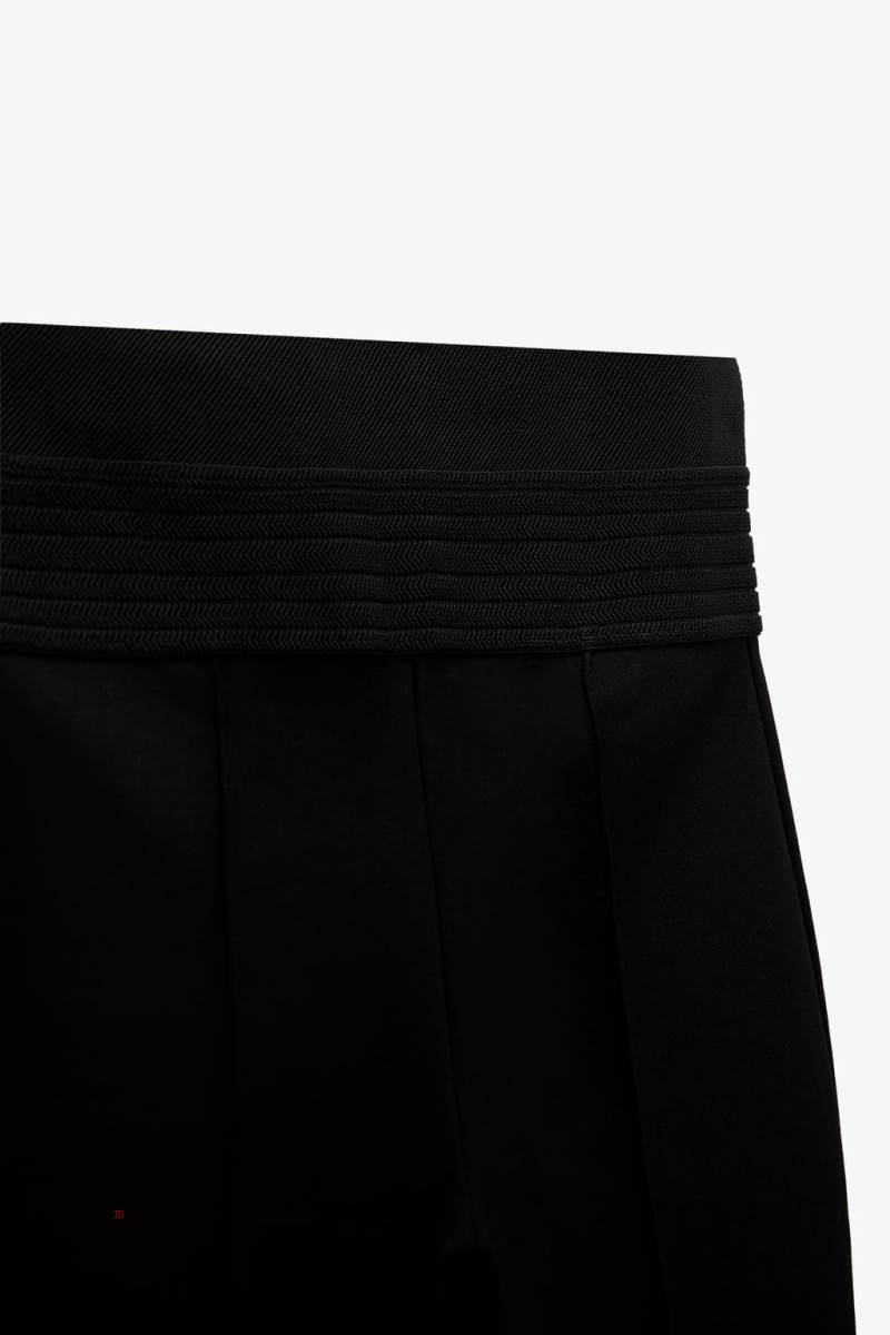 ZARA WIDE WAISTBAND Leggings Dam Svarta | COXMG-7104