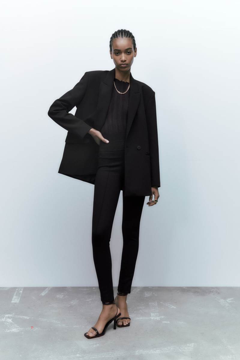 ZARA WIDE WAISTBAND Leggings Dam Svarta | COXMG-7104