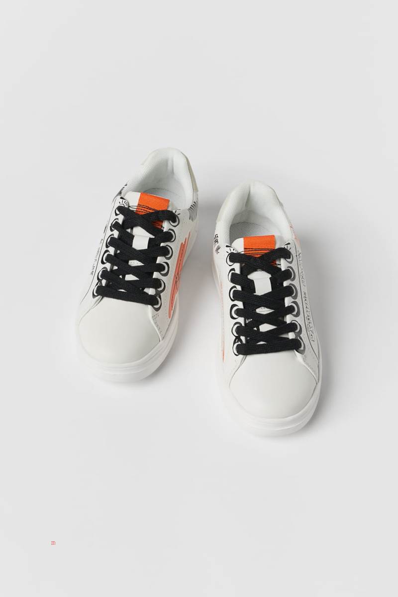 ZARA WITH SLOGAN Sneakers Pojke Vita | NOIJC-5273