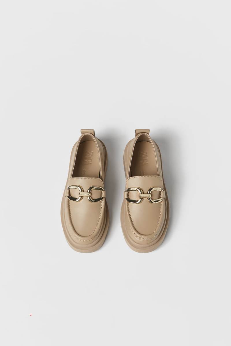 ZARA WITH TRACK SOLES Loafers Tjej Beige | GDBHL-5820