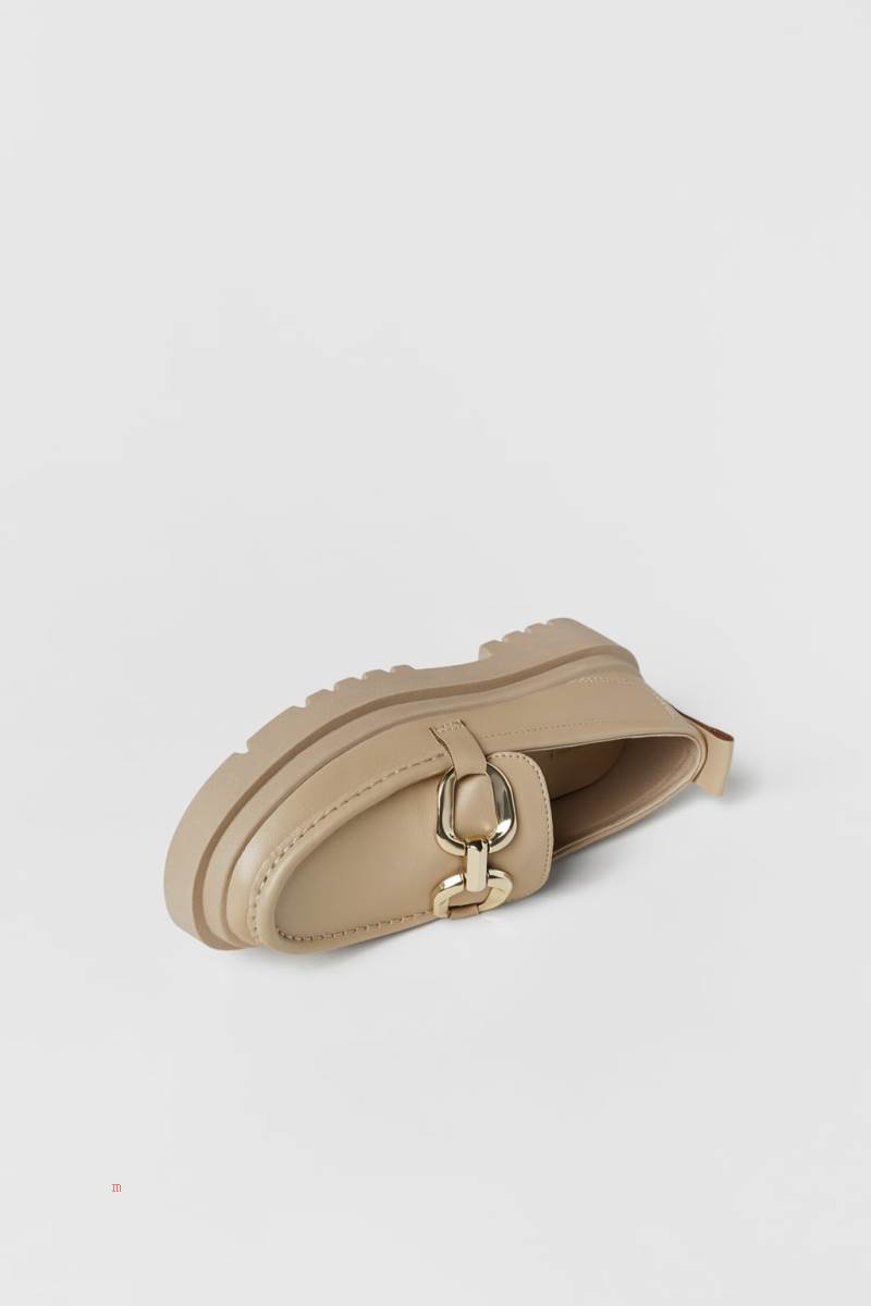 ZARA WITH TRACK SOLES Loafers Tjej Beige | GDBHL-5820