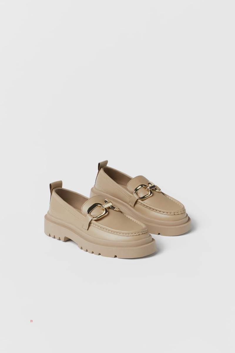 ZARA WITH TRACK SOLES Loafers Tjej Beige | GDBHL-5820