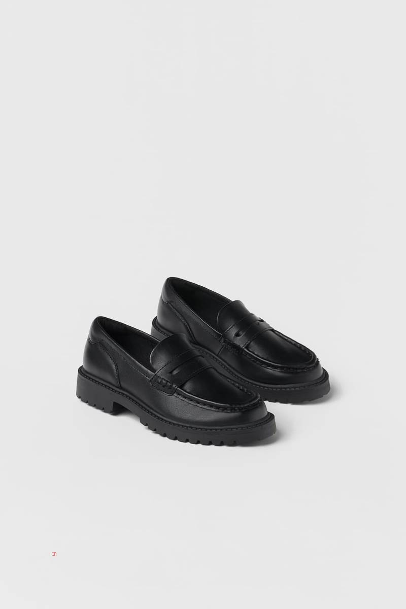 ZARA WITH TRACK SOLES Loafers Tjej Svarta | LPZAN-1769