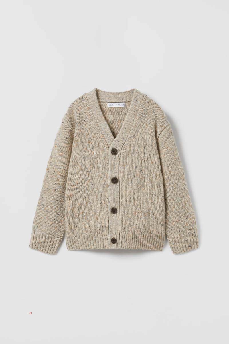 ZARA WOOL BLEND KNOP YARN Cardigan Pojke Grå | OWBNY-6459