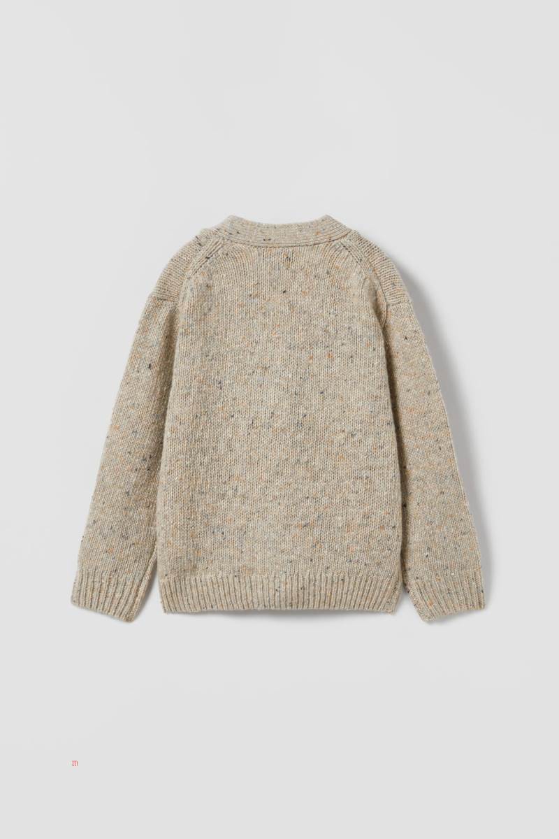ZARA WOOL BLEND KNOP YARN Cardigan Pojke Grå | OWBNY-6459