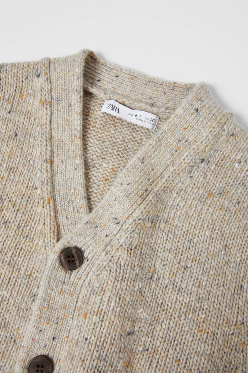 ZARA WOOL BLEND KNOP YARN Cardigan Pojke Grå | OWBNY-6459