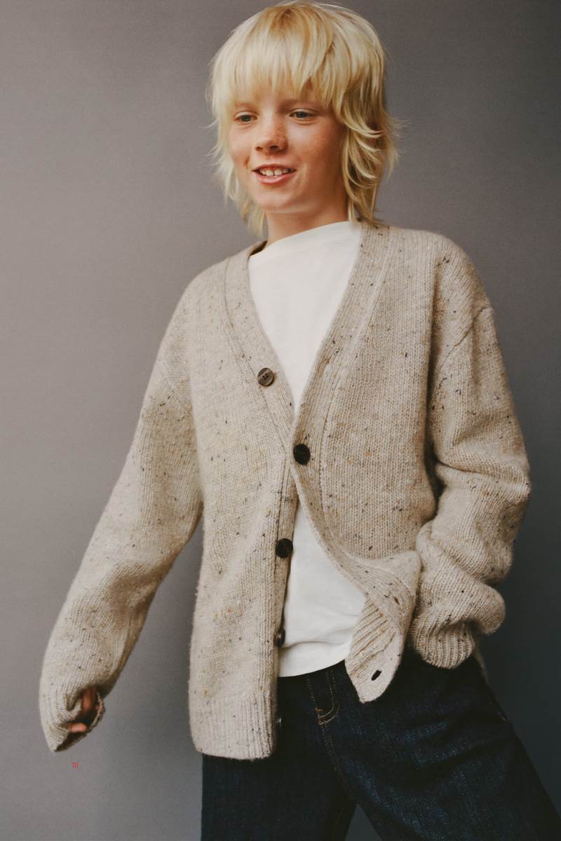 ZARA WOOL BLEND KNOP YARN Cardigan Pojke Grå | OWBNY-6459