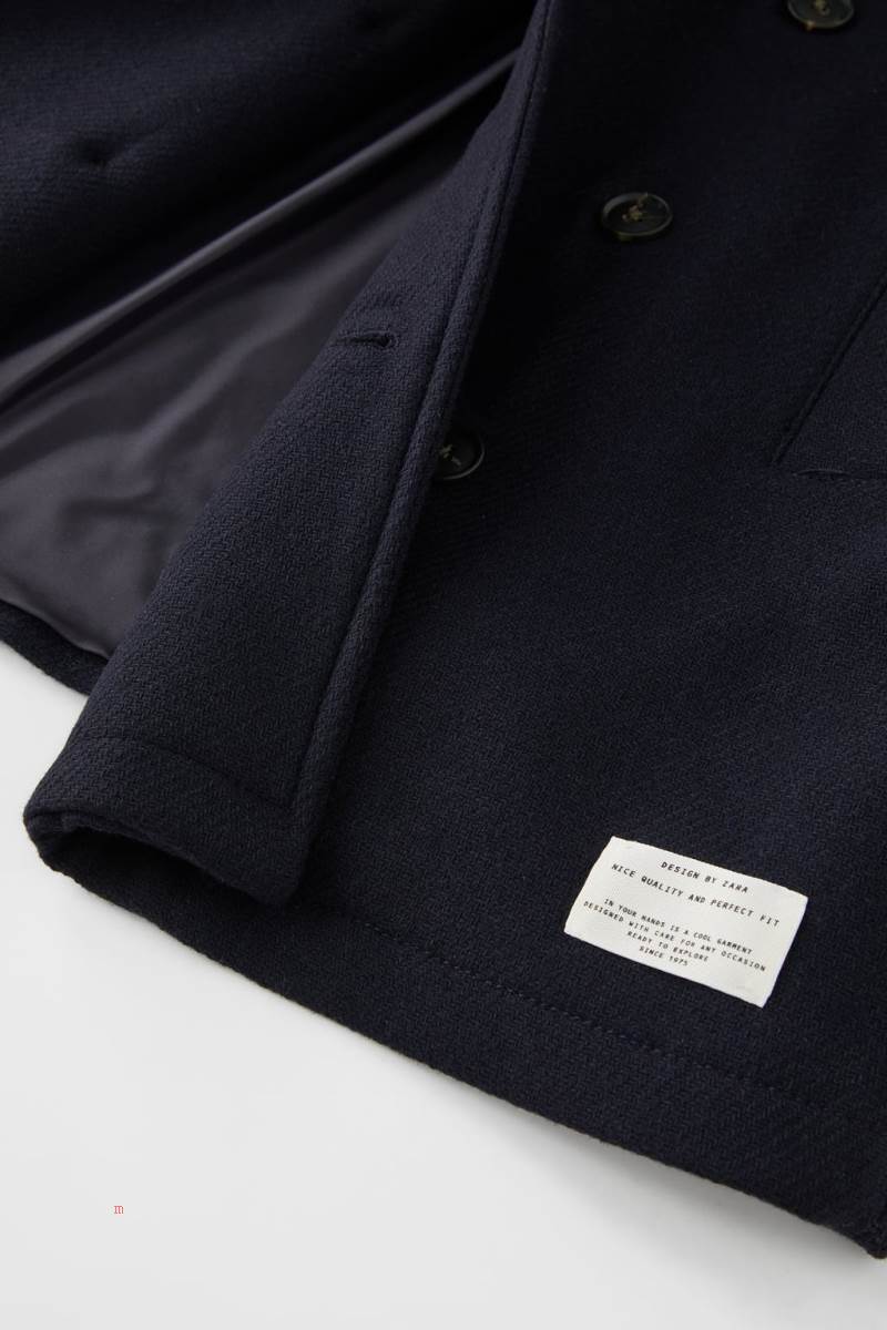 ZARA WOOL BLEND NAUTICAL Rockar Pojke Marinblå Blå | FKQUA-3682