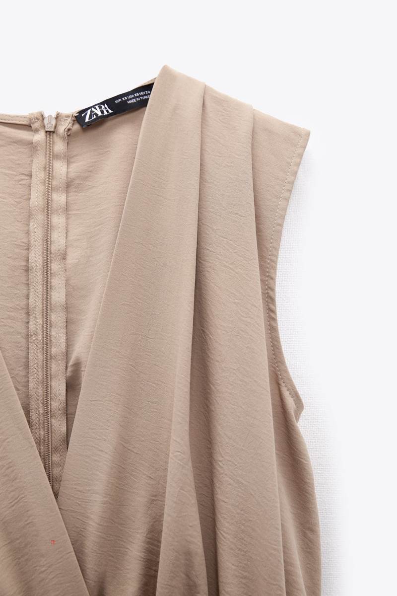 ZARA WRAP WITH BELT Jumpsuit Dam Beige | CSXBL-5403