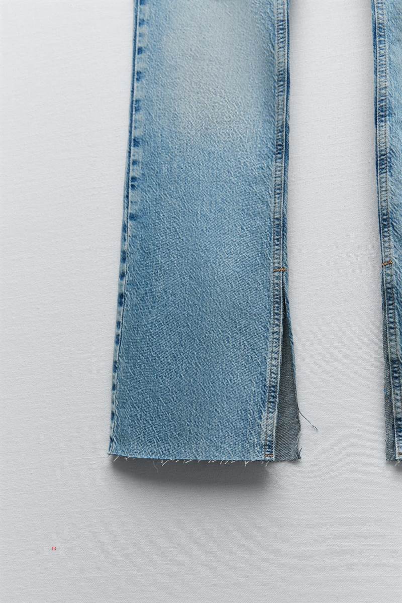 ZARA Z1975 HIGH RISE SLIM FLARED WITH RIPPED DETAILS Jeans Dam Blå | NIJAP-1094